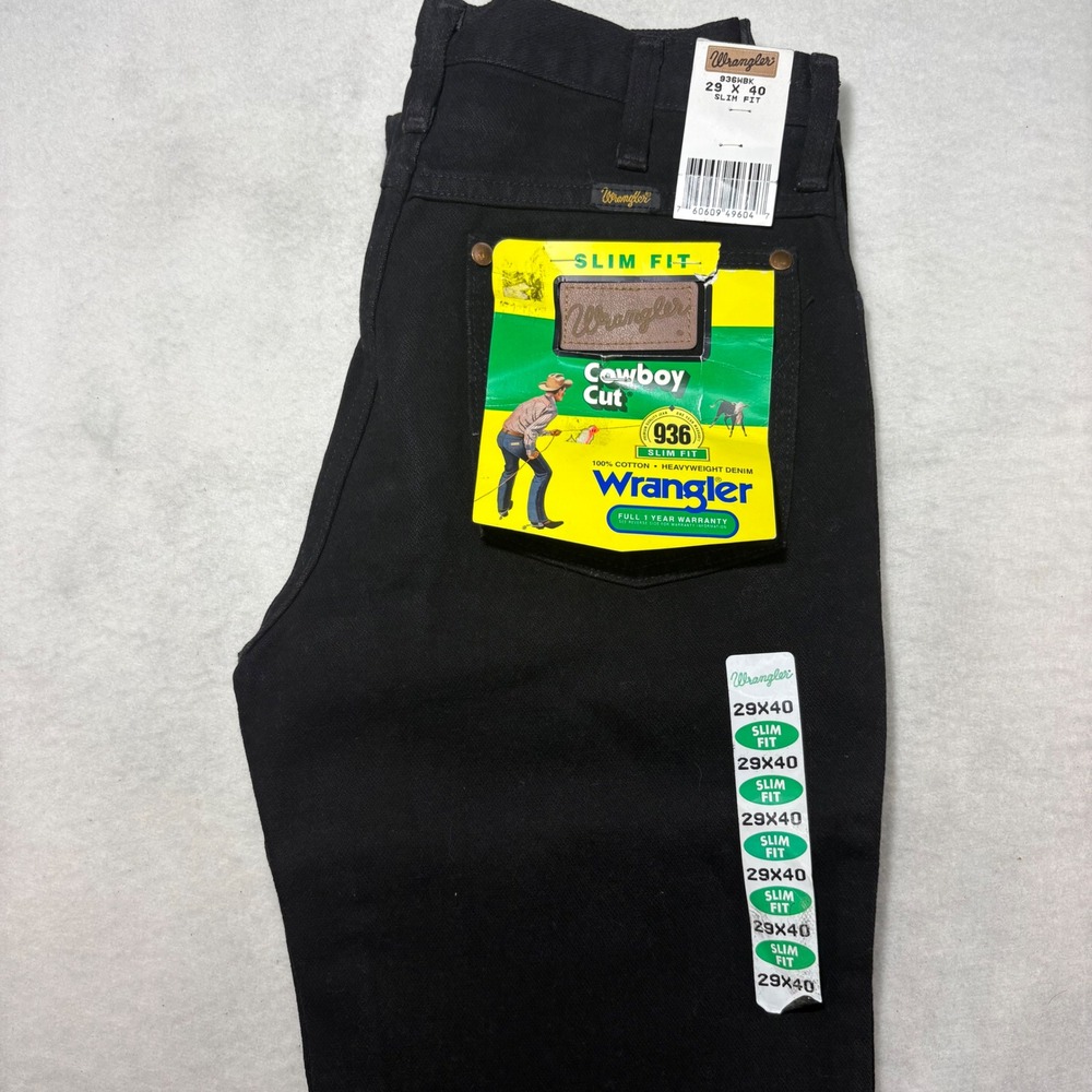 Wrangler Cowboy Cut 936 Slim Fit Jeans Mens 29x40 Black Heavyweight Denim‎ New